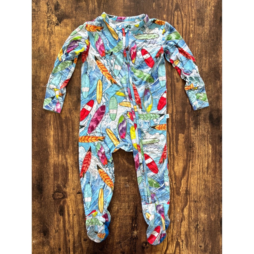 Posh Peanut Surfboard Bamboo Viscose Footed Sleeper Blue 6-9 Months